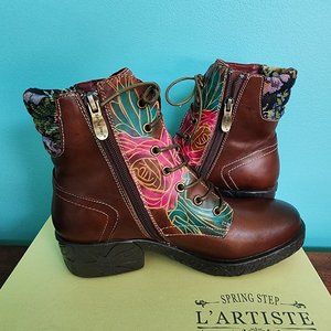Spring Step L'Artiste Kaleigh Brown Multi Color Bootie US 5 / EU 35